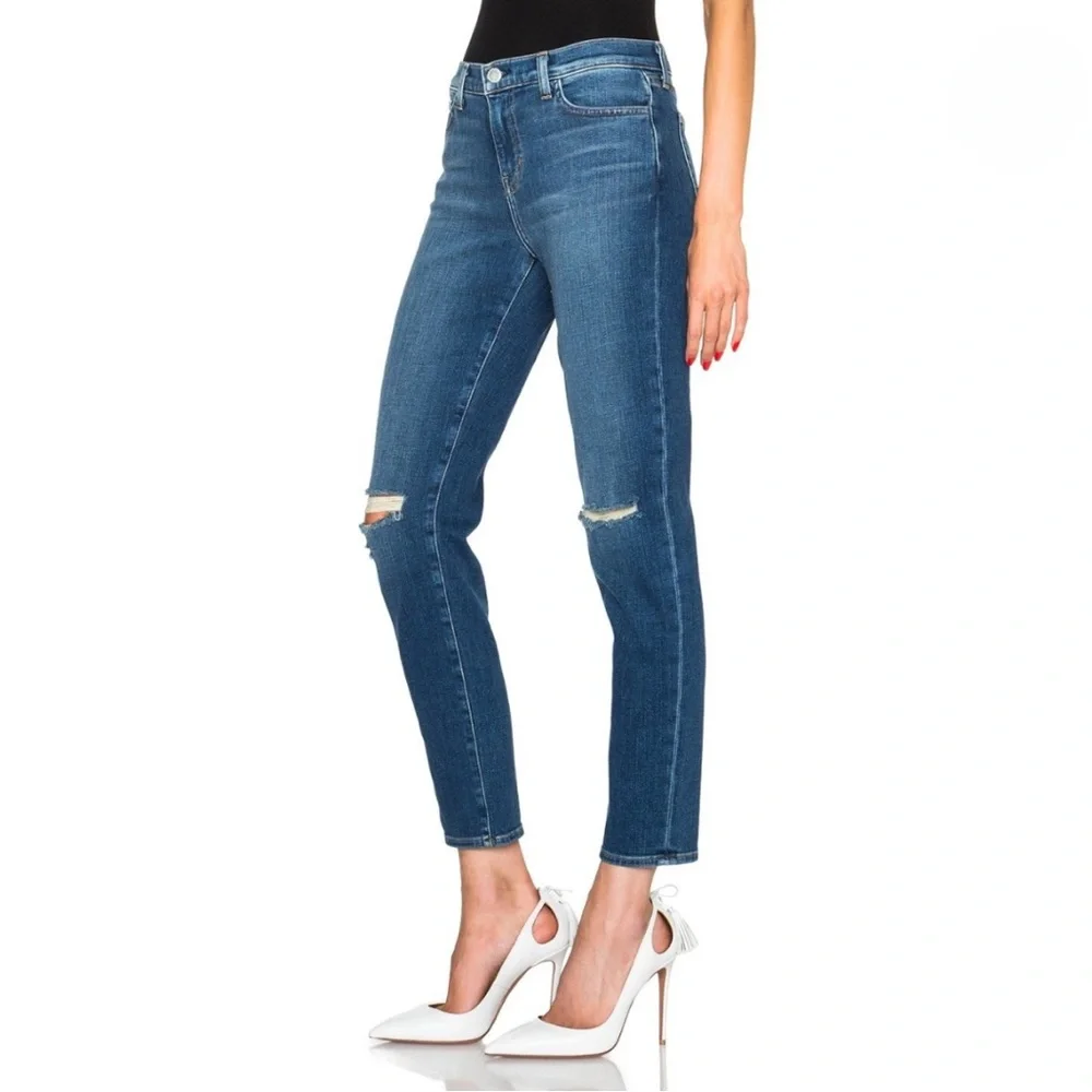 L'AGENCE Mon Jules Distressed Skinny Jeans in Authentique Denim Size 25 - Picture 2 of 16